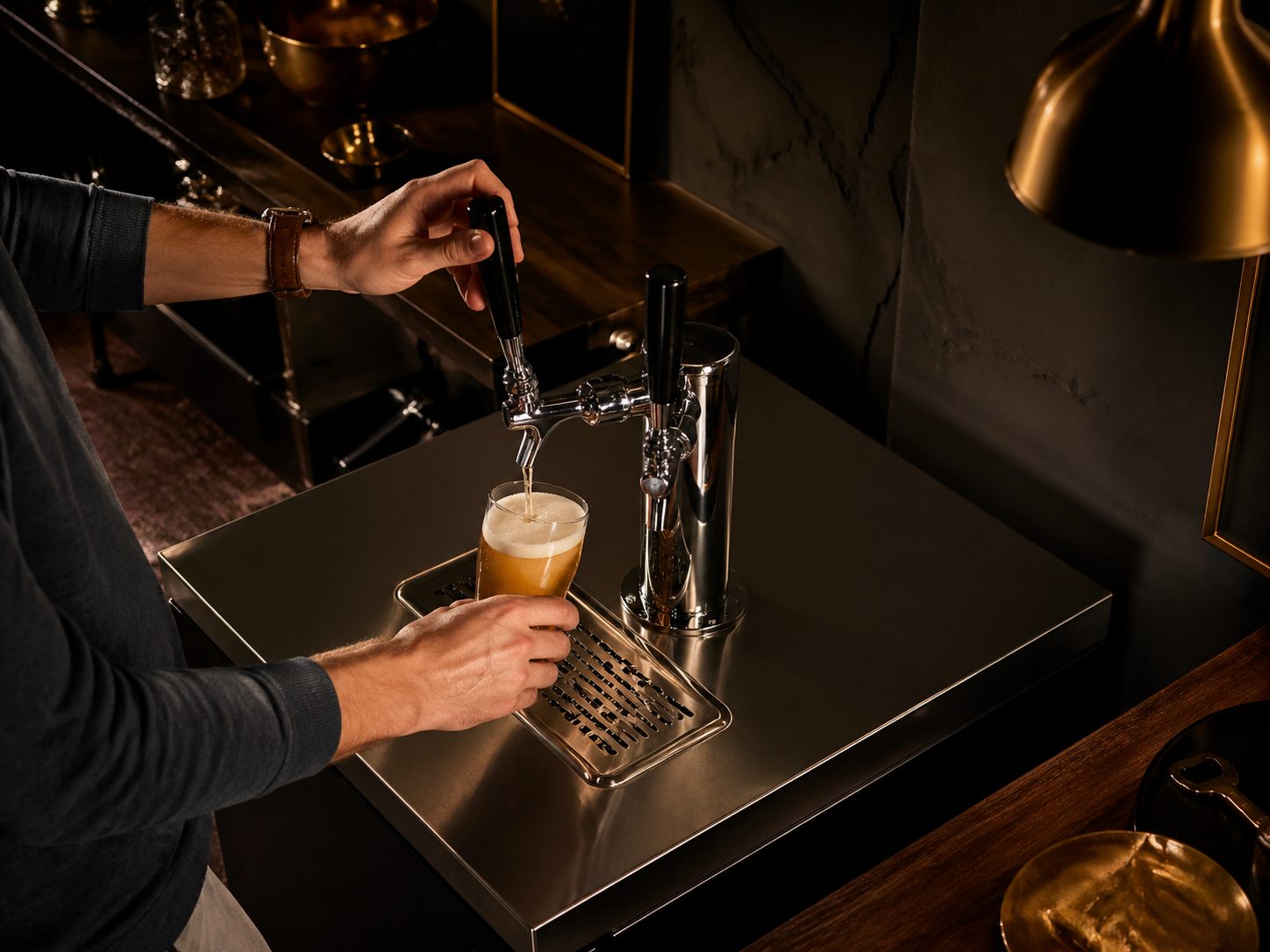 Kegerator in premium man cave or game room setting, KingsCave