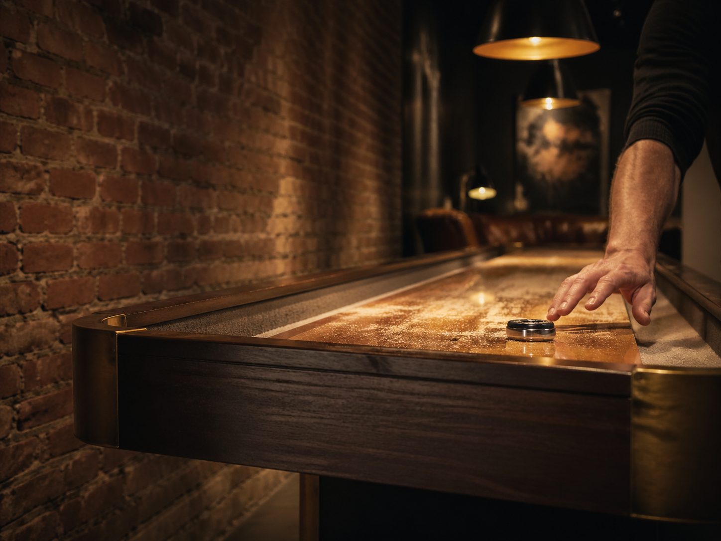 Shuffleboard in premium man cave or game room setting, KingsCave