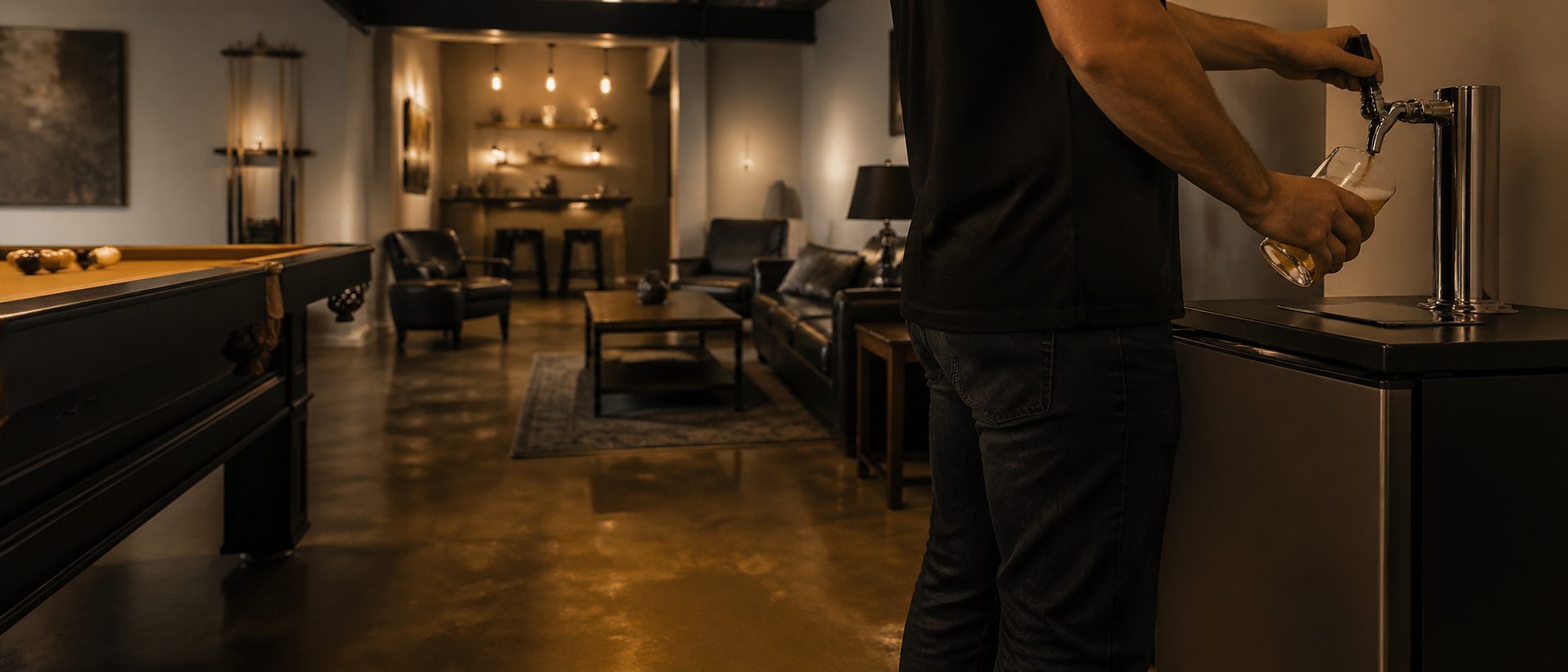 game room equipment in premium residential entertainment space, KingsCave brand imagery near Albuquerque, NM